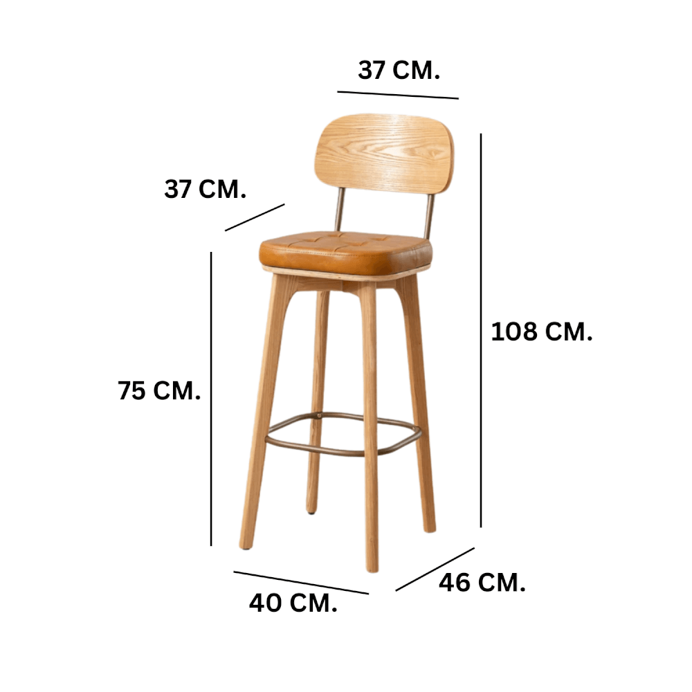 เก้าอี้บาร์ MY DOLLS HOUSE COCO 75 ซม. สีไม้อ่อน เบาะสีน้ำตาล
